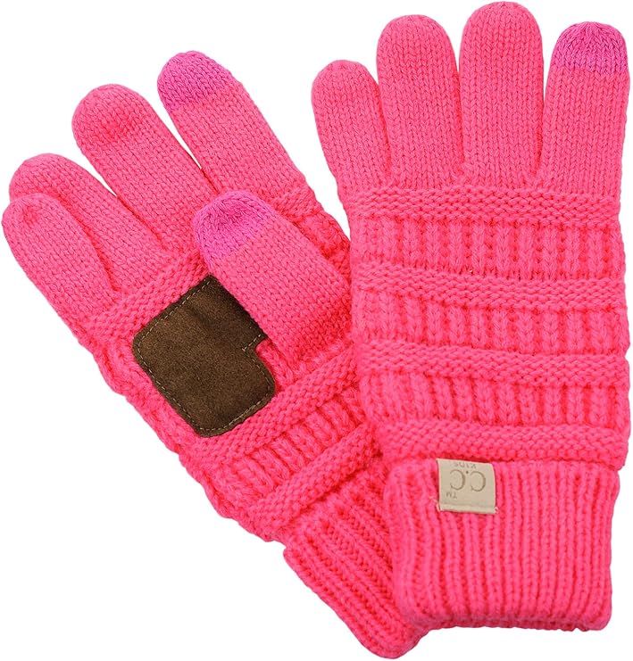 C.C. Kids' Children's Cable Knit Warm Anti-Slip Touchscreen Texting Gloves | Amazon (US)