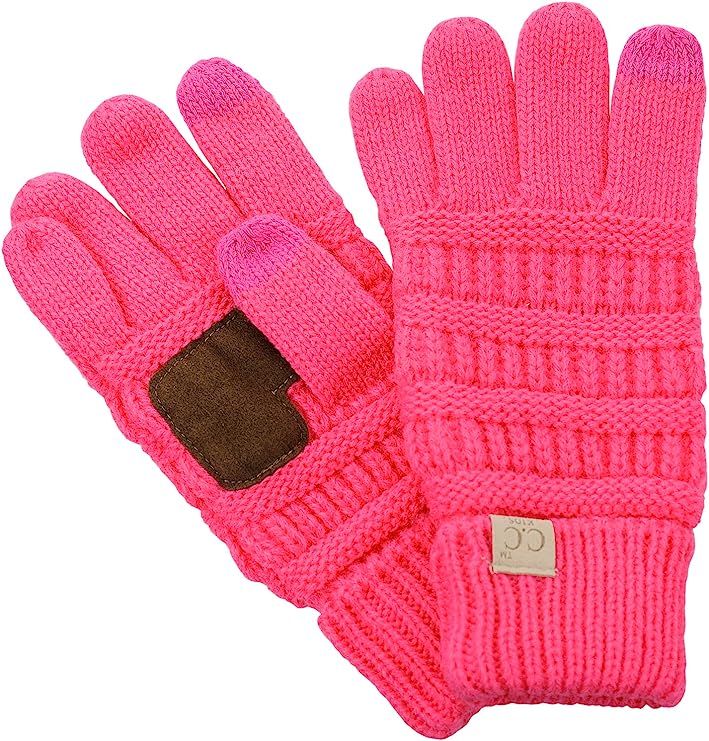 C.C. Kids' Children's Cable Knit Warm Anti-Slip Touchscreen Texting Gloves | Amazon (US)