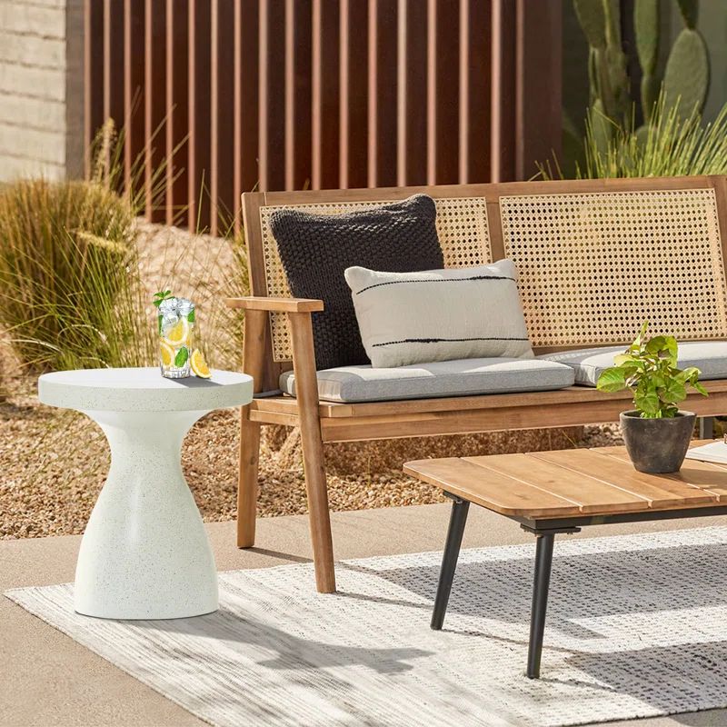 Gray and White MgO Elegant Outdoor Round Side Table | Wayfair North America