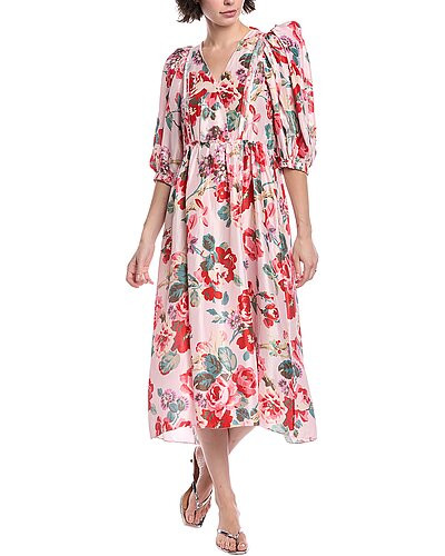 Lanie Floral Silk Midi Dress | Gilt & Gilt City