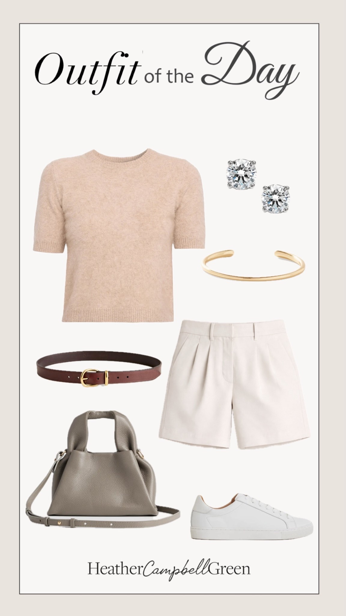 Erica Stoll energy, but make it effortless 🤍

This is that quiet, polished formula she does so well—soft neutral knit, tailored shorts, clean white sneakers, and just enough gold to elevate it. It feels classic, unfussy, and completely put together without trying.

@onequince  is so good for building a wardrobe like this timeless pieces, beautiful quality, and everything just works together.

This is the kind of outfit you reach for on repeat all summer. #quincepartner

#LTKootd #LTKMothersDay