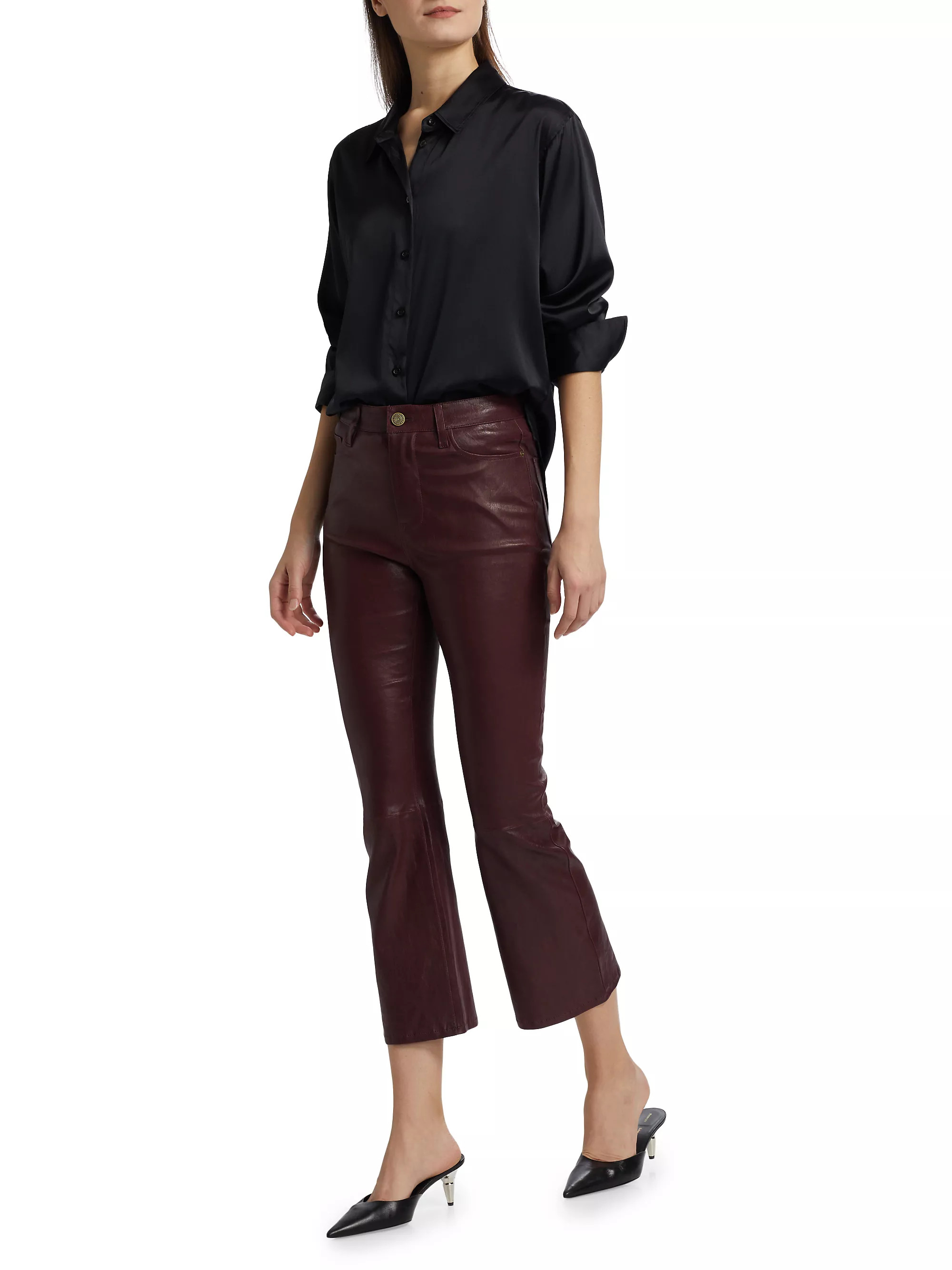Le Crop Leather Mini Boot Pants | Saks Fifth Avenue