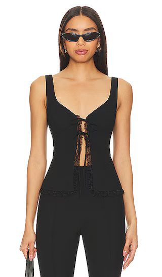Cristal Tie Front Top in Black | Revolve Clothing (Global)