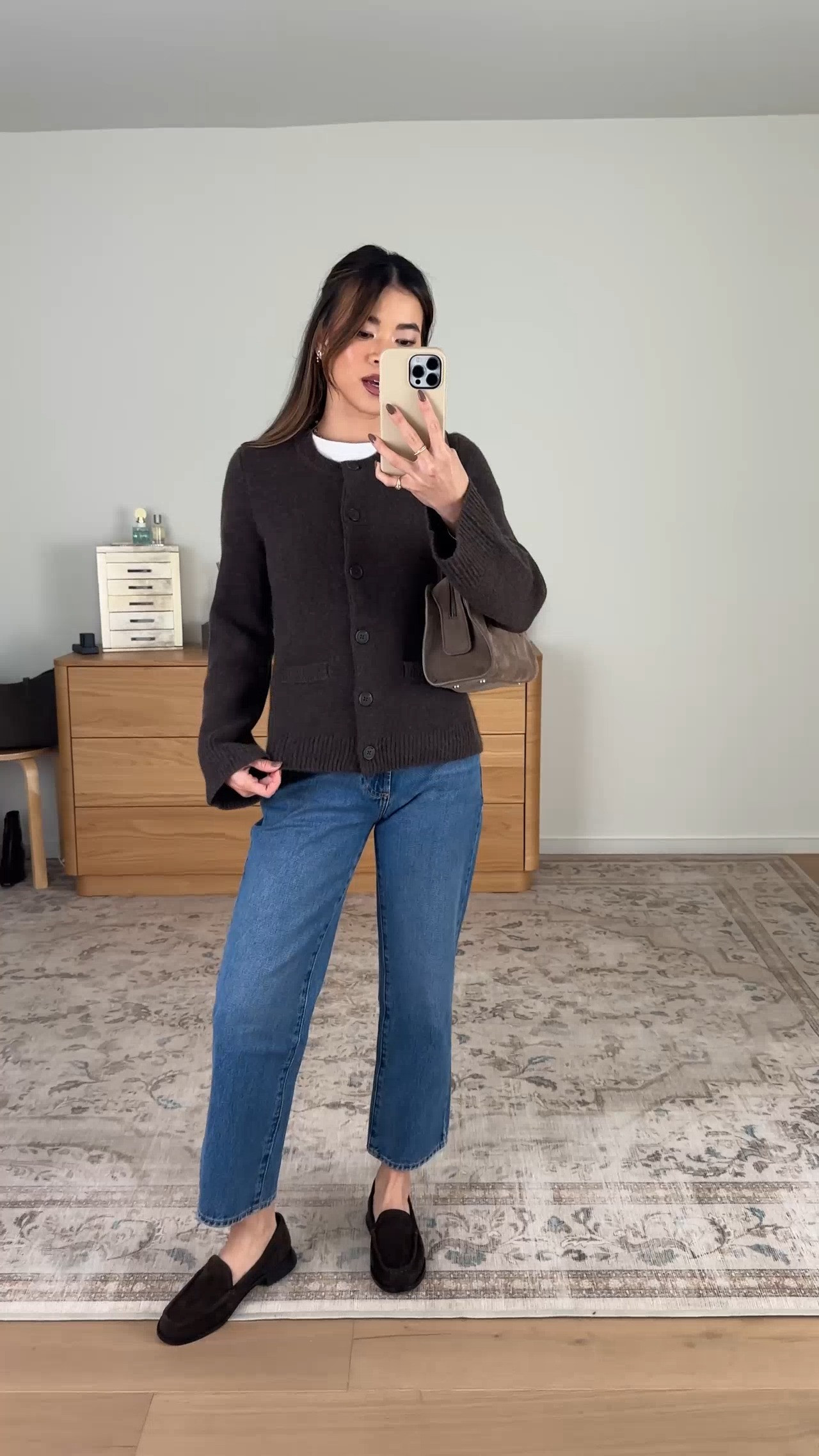 How cute are these jeans from @Quince! I love that they are petite friendly.

Sizing info: 
•Quince Mongolian Cashmere Structured Cardigan (Size XS in Brown) •Quince Bella Rigid Straight Jeans (Size 24 Short in Horizon Blue) 
•Quince cotton boxy crewneck tee (Size XS in White)

petite fashion, get dressed with me, outfit inspiration, ootd, nashville outfit, Nashville influencer, petite style, vacation style, casual outfits, mom style, petite pants, fall outfits, fall outfit info, fall pants, fall outfit idea, fall top, fall sweater, fall shoes, quince, petite jeans, quince, quince jeans, quince haul, cardigan, fall loafers, 

 #LTKootd #LTKSeasonal #LTKPetite
