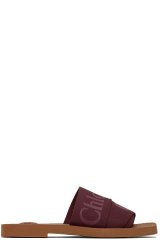 Chloé
                 
                Purple Canvas Woody Flat Sandals
                
      ... | SSENSE