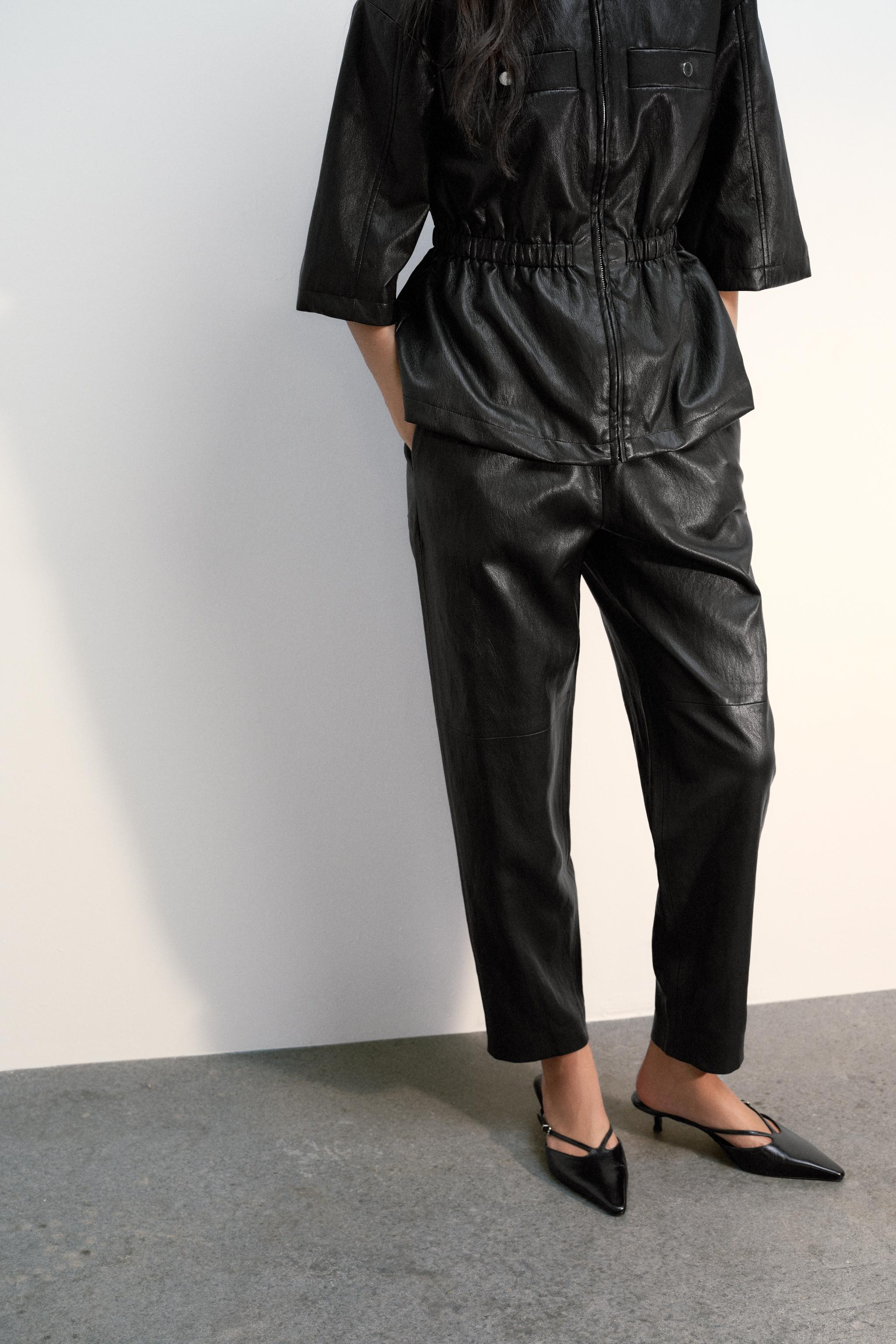 FAUX LEATHER TROUSERS | Zara UK