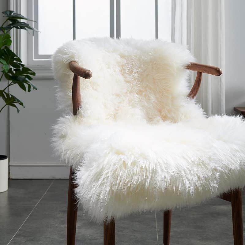 HUAHOO Premium Genuine Sheepskin Rug Beige Real Australia Sheepskin Natural Luxury Fluffy Lambski... | Amazon (US)