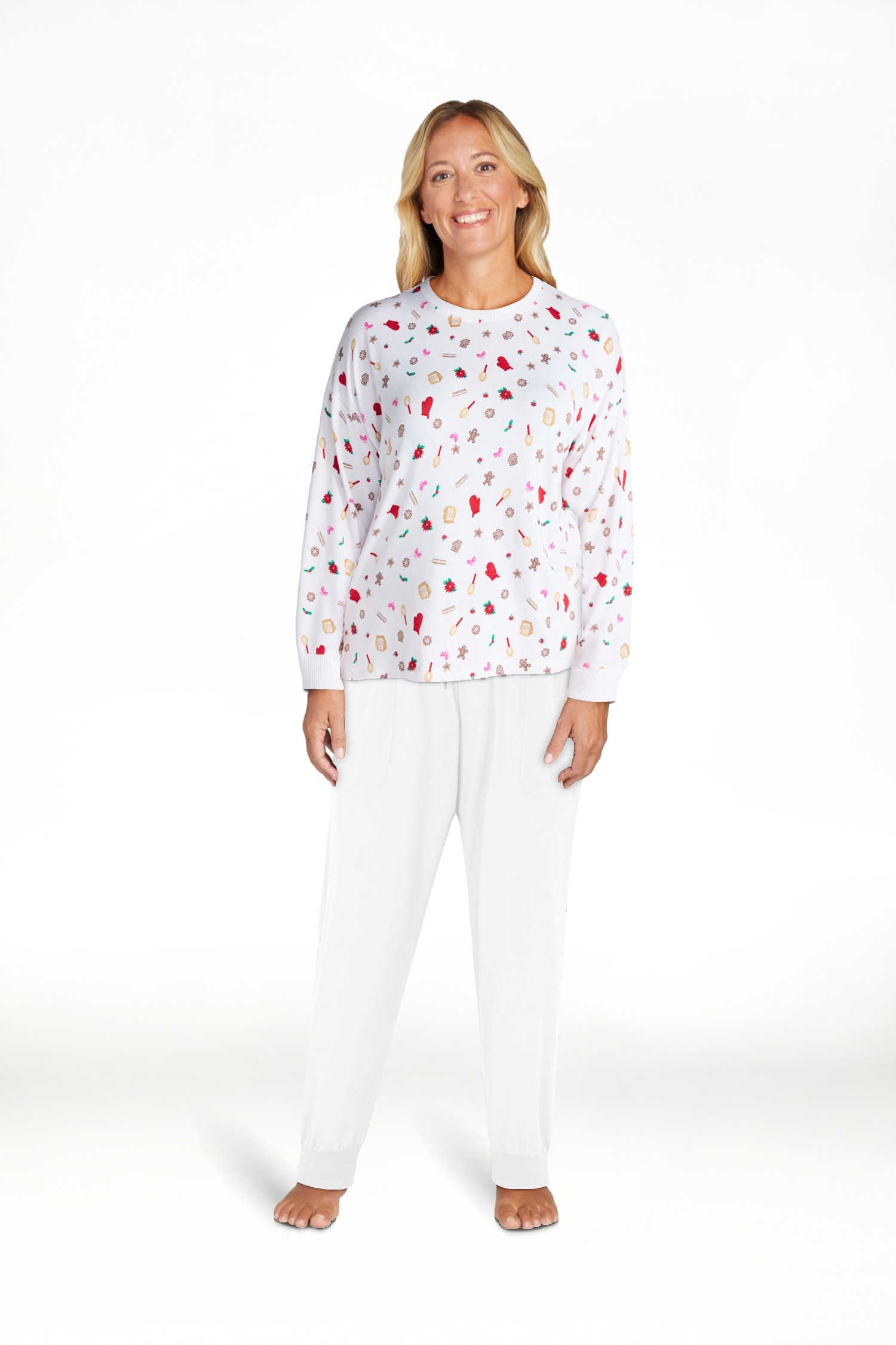 Joyspun Women's Cozy Lounge Collection Hacci Knit Sleep Top with Long Sleeves, Sizes XS-3X - Walm... | Walmart (US)