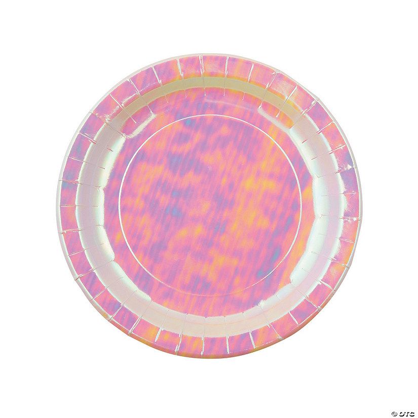 Iridescent Pink Paper Dinner Plates - 8 Ct. | Oriental Trading Company