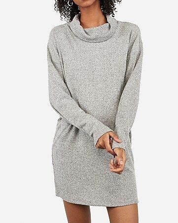cozy cowl neck ribbed sweater dress | Express
