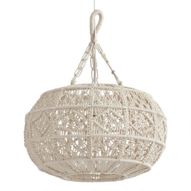 Ivory Macrame Sphere Pendant Lamp | World Market