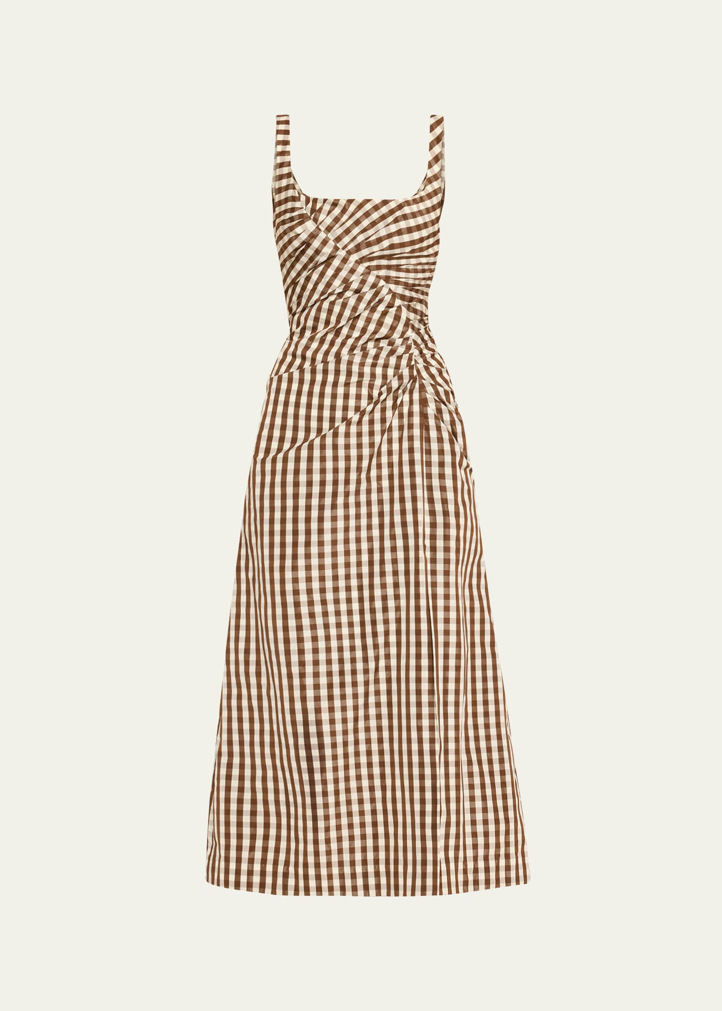 Lela Rose Plaid Taffeta Ruched Sleeveless Midi Dress | Bergdorf Goodman