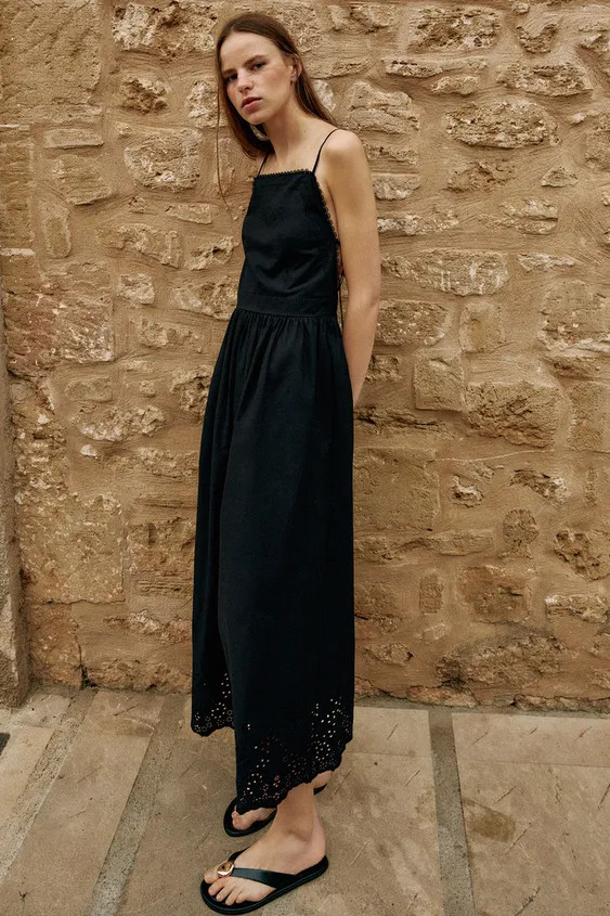 EMBROIDERED EYELET MIDI DRESS | Zara US