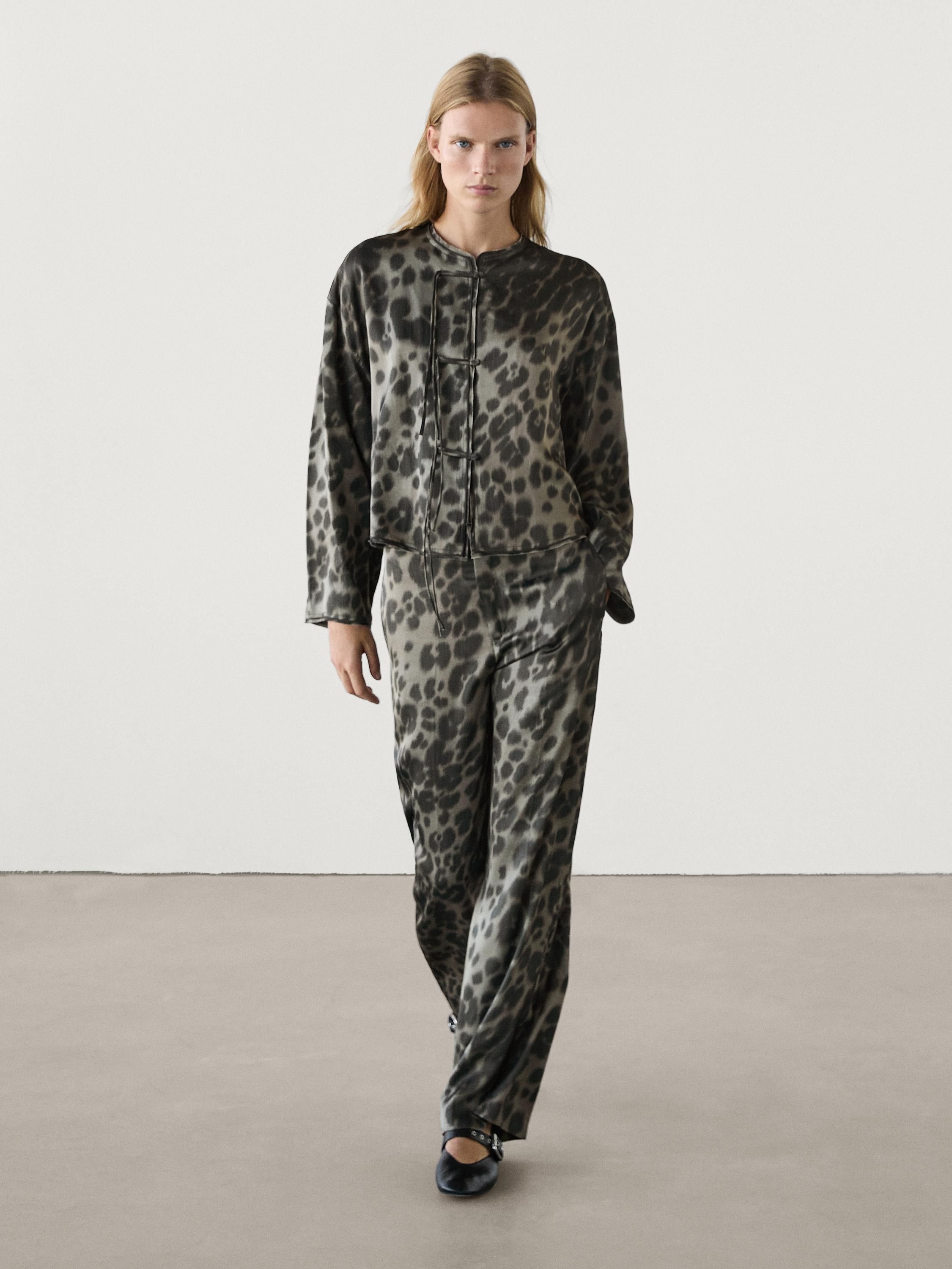 Straight-leg animal print trousers co-ord | Massimo Dutti (US)