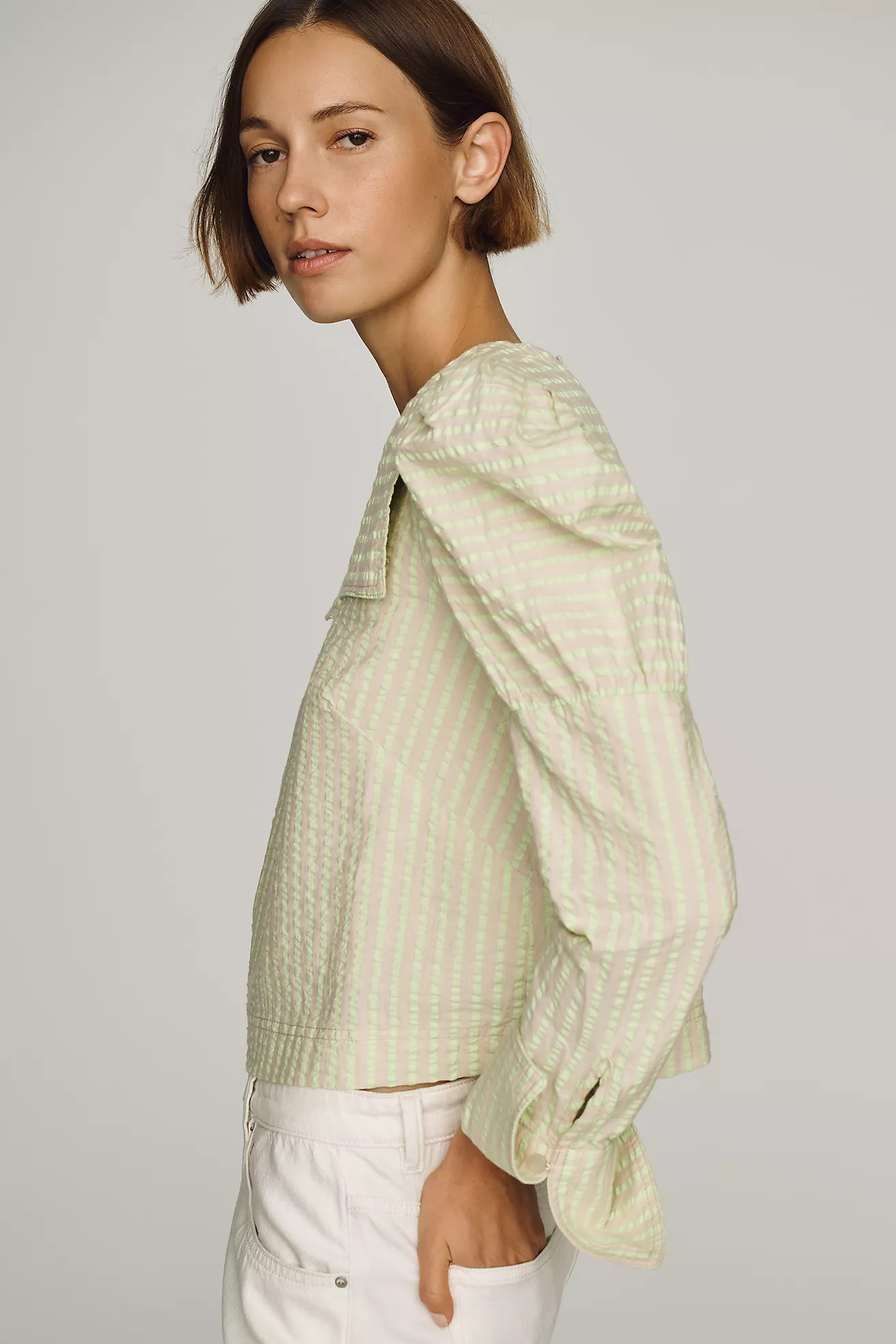 Maeve Puff-Sleeve Seersucker Blouse | Anthropologie (US)