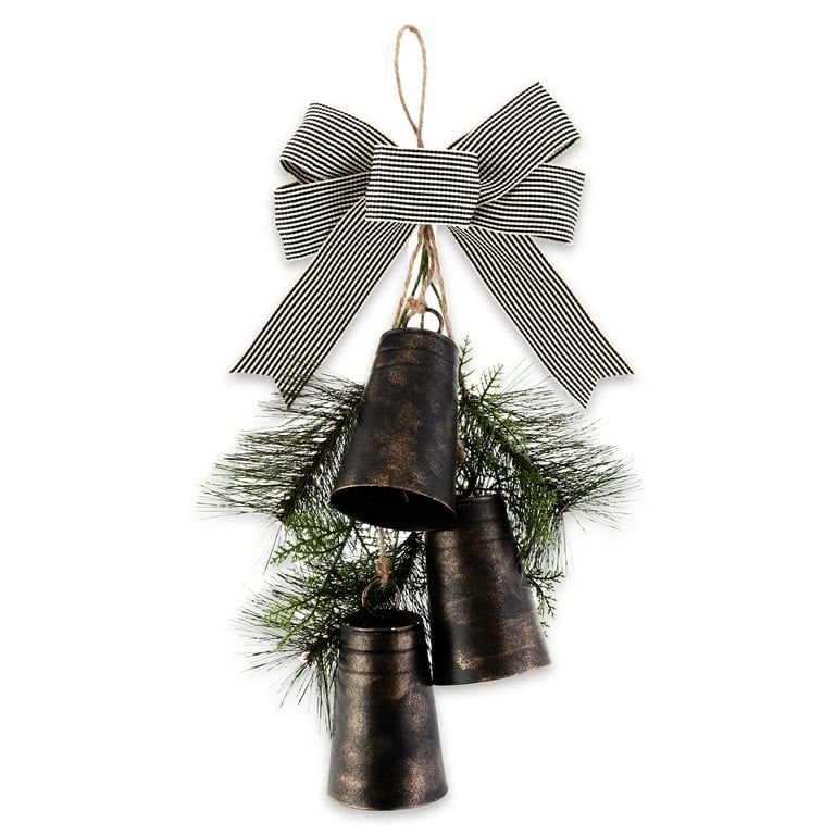 Holiday Time Black and White Swag with Bells Hanging Decoration, 11.8" x 23.6" | Walmart (US)