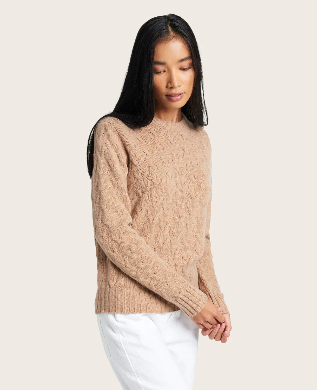 Kenneth Cole | Gentle Souls - Site Exclusive! Cable-Knit Cashmere Sweater in Camel, Size: XL | Kenneth Cole