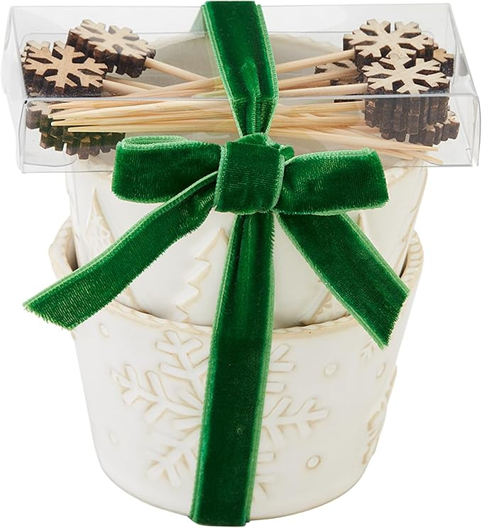 Mud Pie White Christmas Tidbit Set, Santa, bowl 2" x 3" dia | toothpick 2 1/2" | Amazon (US)