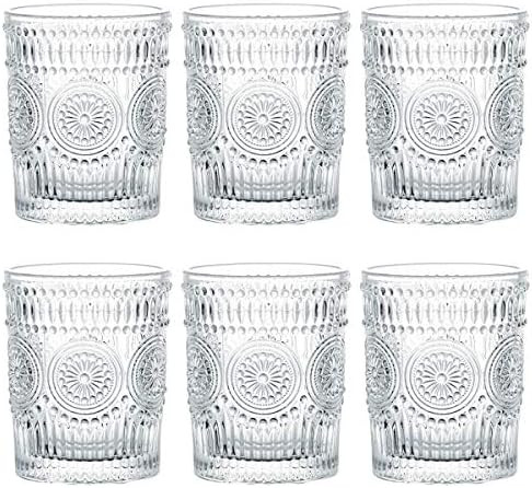 Kingrol 6 Pack 9 oz Romantic Water Glasses, Premium Drinking Glasses Tumblers, Vintage Glassware ... | Amazon (US)
