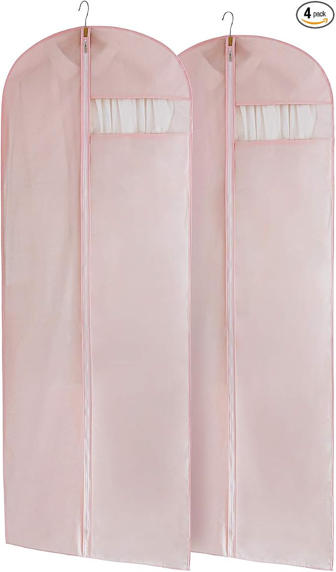 MARMINS Pink Dress Bags for Gowns Long, 65'' Long Dress Clear Garment Bag(Set of 2, 23.3'' X 65''... | Amazon (US)