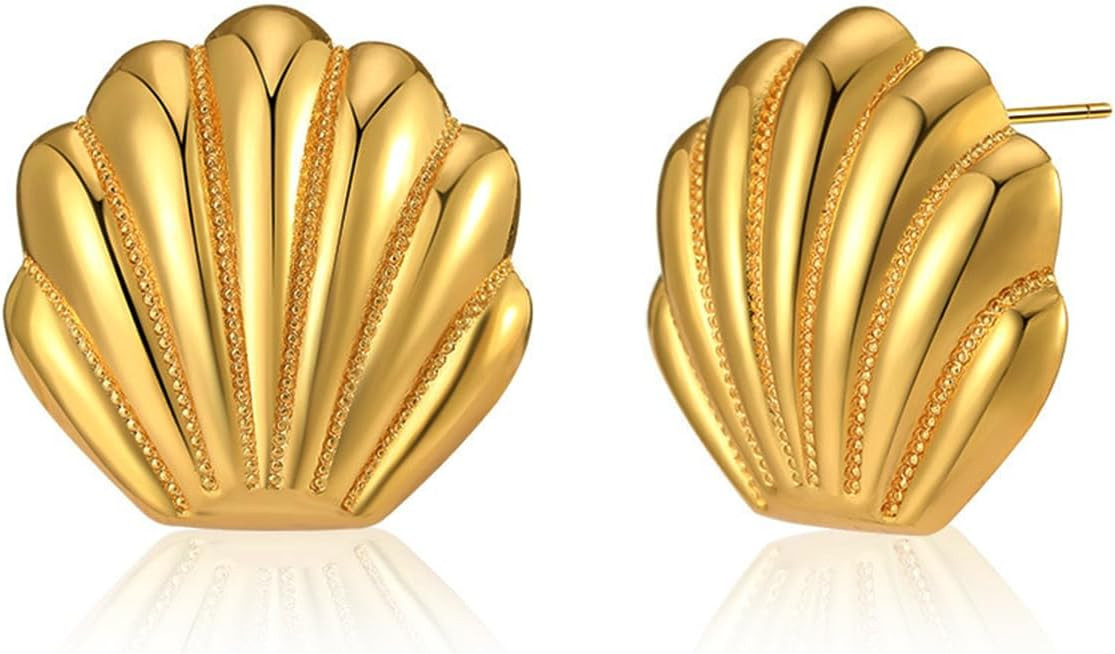 Gold Shell Earrings for Women Dainty Stud Earrings Seashell Drop Dangle Earrings Trendy Jewelry f... | Walmart (US)