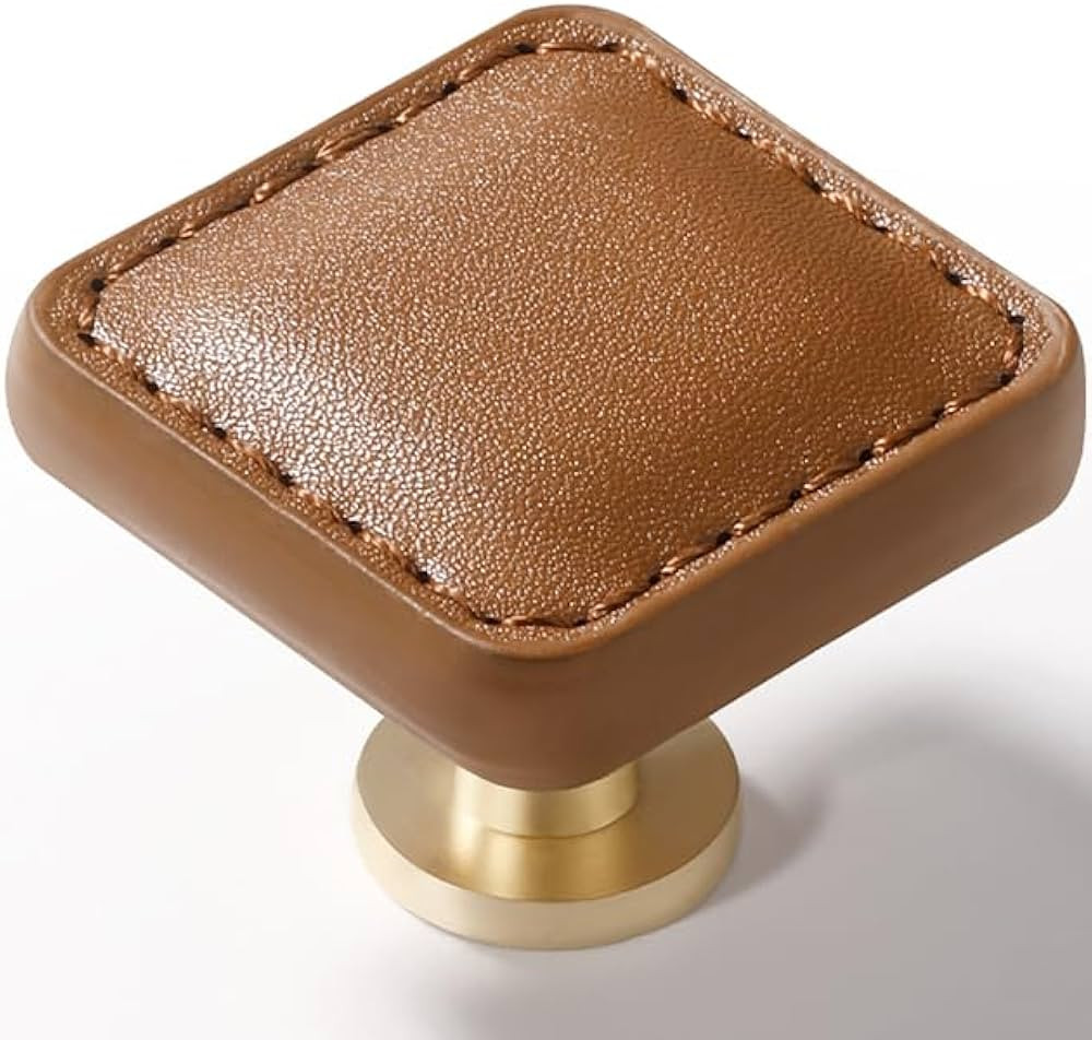 10 Pack Brown Leather Drawer Pulls Square Leather Handles Cabinet knobs for Kitchen Bathroom Cabi... | Amazon (US)