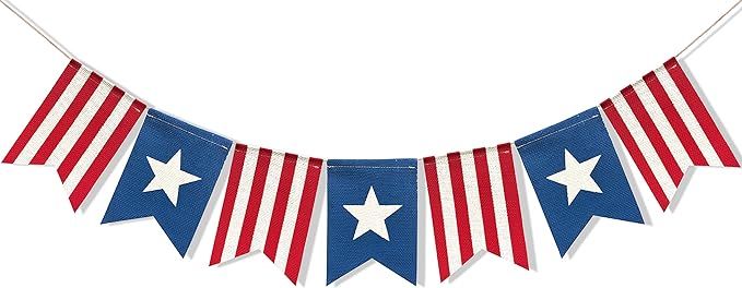 Uniwish American Flag Bunting Banner 4th of July Decorations, Patriotic Stars and Stripes America... | Amazon (US)