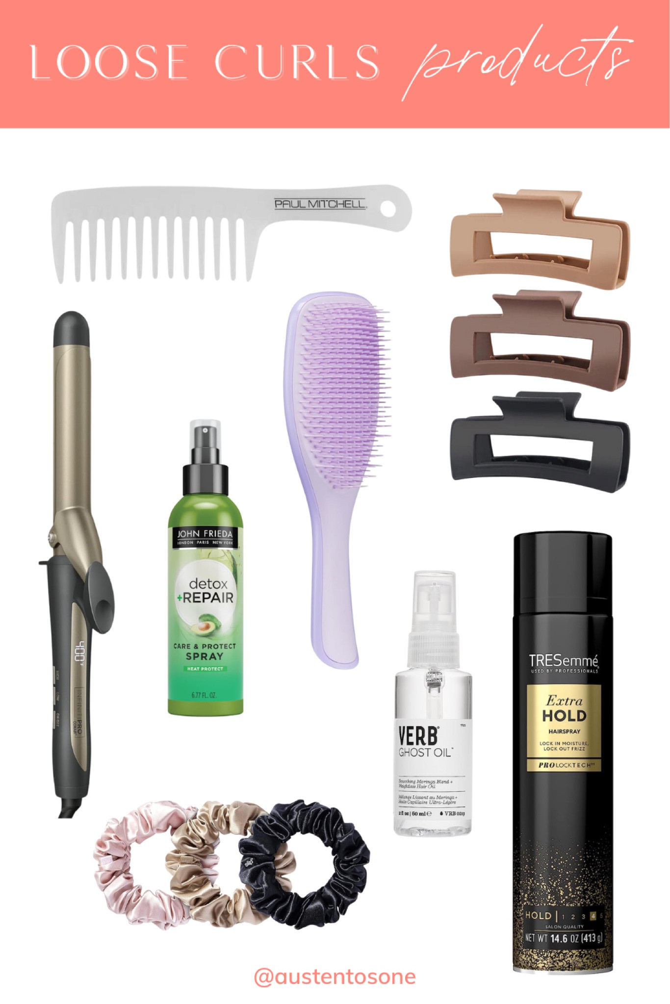 These are all of the products I use to get my signature loose everyday curls! I love my Conair curling iron and I also included the brushes and styling products that make this style come to life. Full tutorial on my blog!

#LTKFindsUnder50 #LTKBeauty