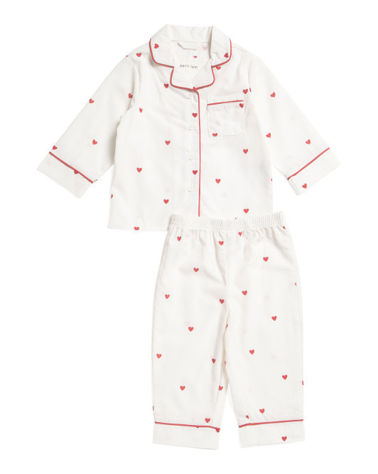 Infant Girls 2pc Hearts Woven Pajama Set | TJ Maxx
