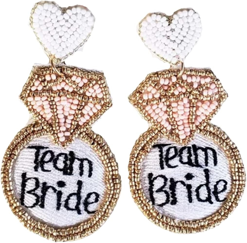 Diamond Ring Earrings, Bride Earrings, Team Bride Earrings | Amazon (US)