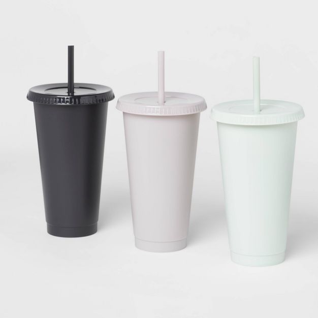 24oz 3pk Plastic Reusable Cold Cup - Room Essentials™ | Target