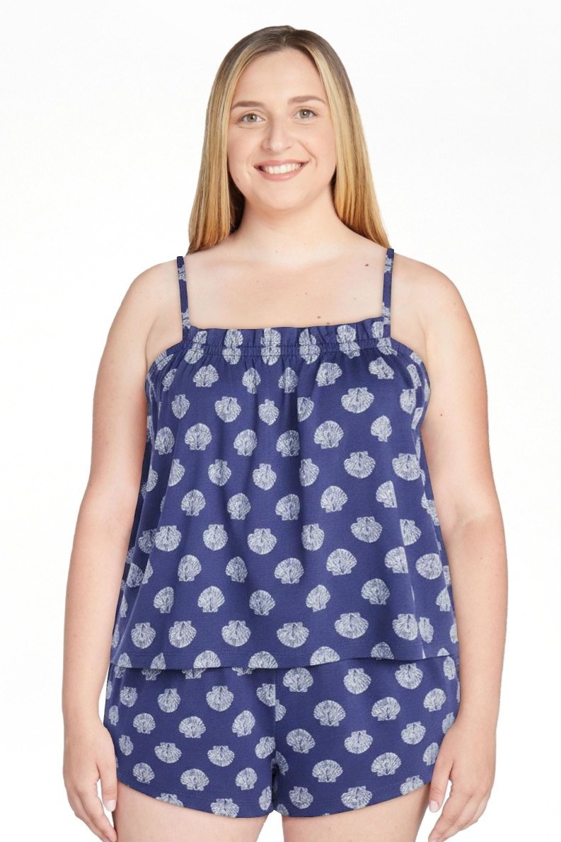 Joyspun Women's Cotton Ruffled Tank Top and Shorts Pajama Set, 2-Piece, Sizes XS-3X | Walmart (US)