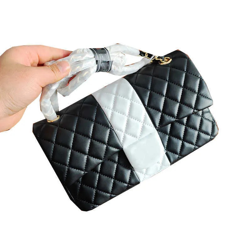 20cm/25CM Womens Classic Double Flap Quilted Two-tone Bags Panda Lambskin Multi Pochette Large Ca... | DHGate