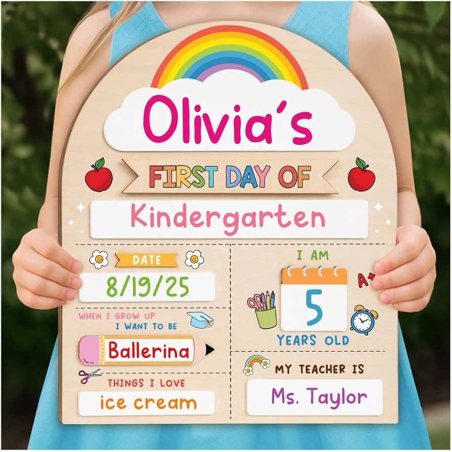 My First Day of School Sign 12"x10", First and Last Day of School Board with Marker, Reusable Bac... | Amazon (US)