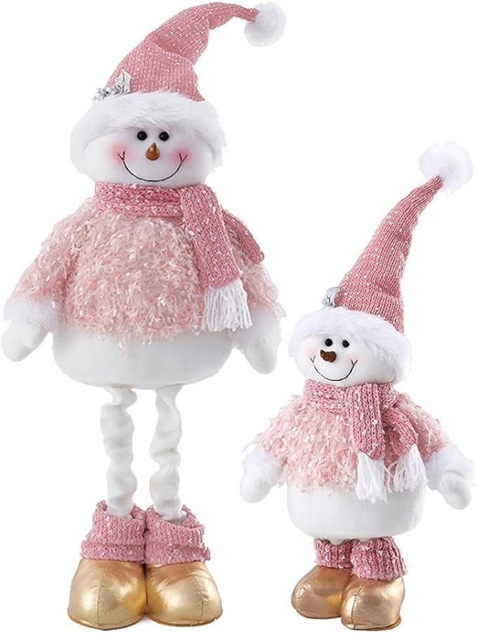 BALONAR 37.4inch Pink Stractable Christmas Figurine Snowman Telescopic Length Christmas Standing ... | Amazon (US)