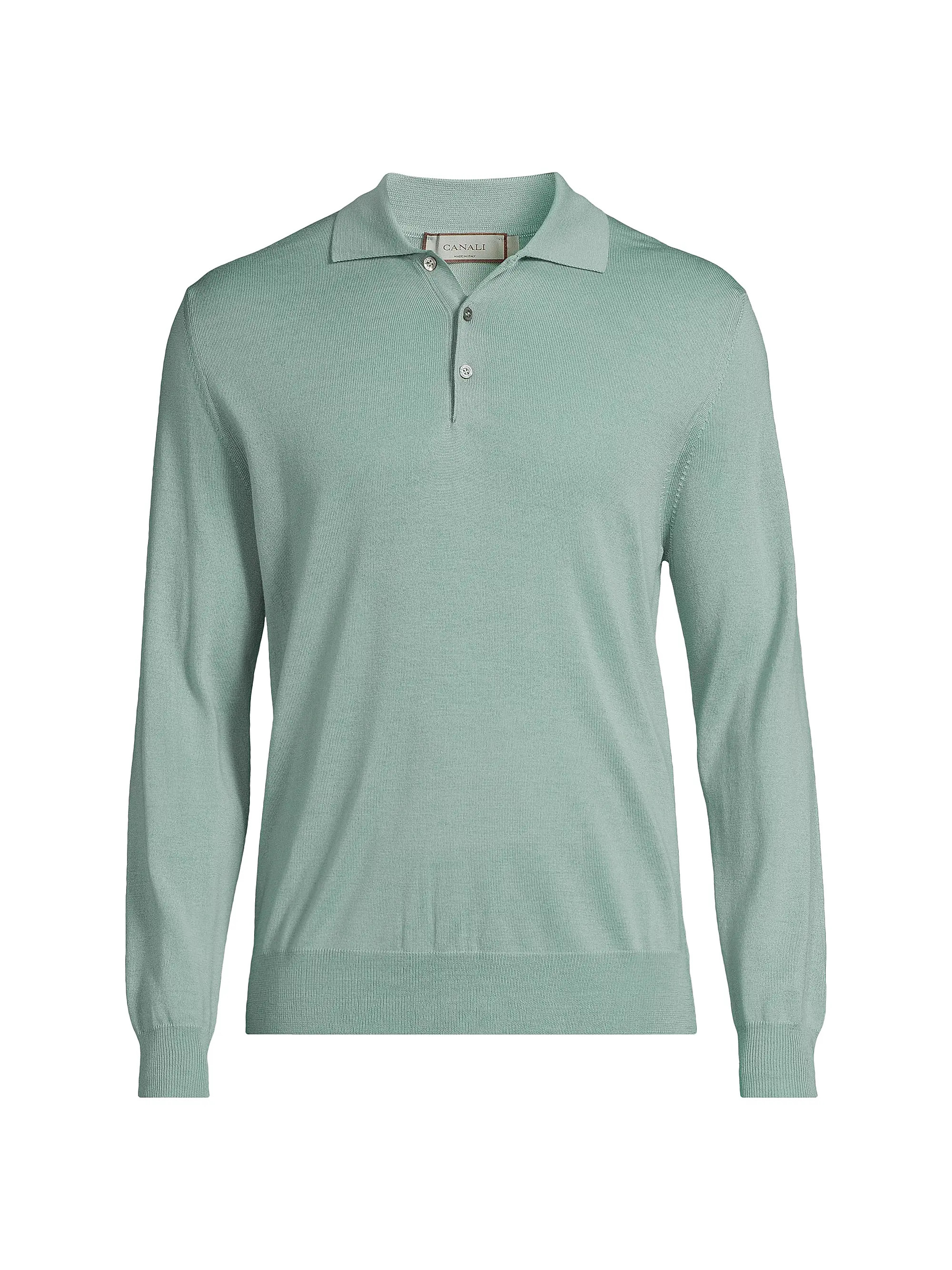 Wool Long-Sleeve Polo Shirt | Saks Fifth Avenue