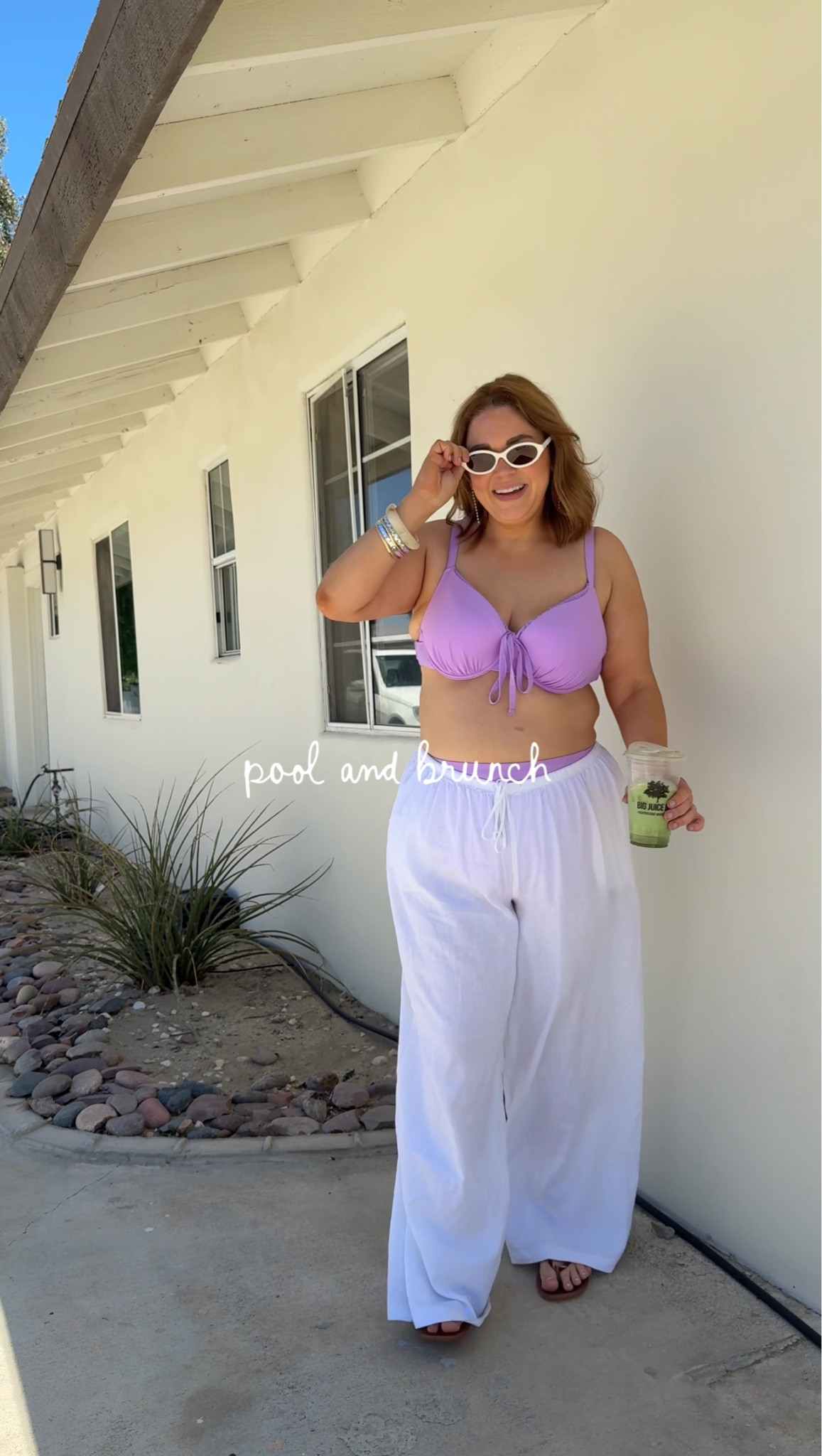 Pool day outfit wearing 1 in bikini and xxl in pants 

#LTKPlusSize #LTKMidsize