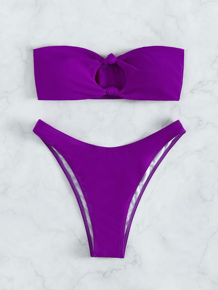 Knot Decor Bandeau Bikini Swimsuit | SHEIN
