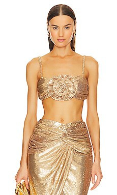 PatBO Rosette Sequin Bralette Top in Gold from Revolve.com | Revolve Clothing (Global)