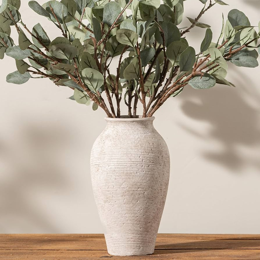 Vanselia Ceramic Flower Vase Home Decor - Large Tall Farmhouse Table Vases Rustic Vintage Living ... | Amazon (US)