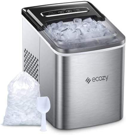 Amazon.com: ecozy Portable Ice Maker Countertop, 9 Cubes Ready in 6 Mins, 26.5 lbs in 24 Hours, S... | Amazon (US)