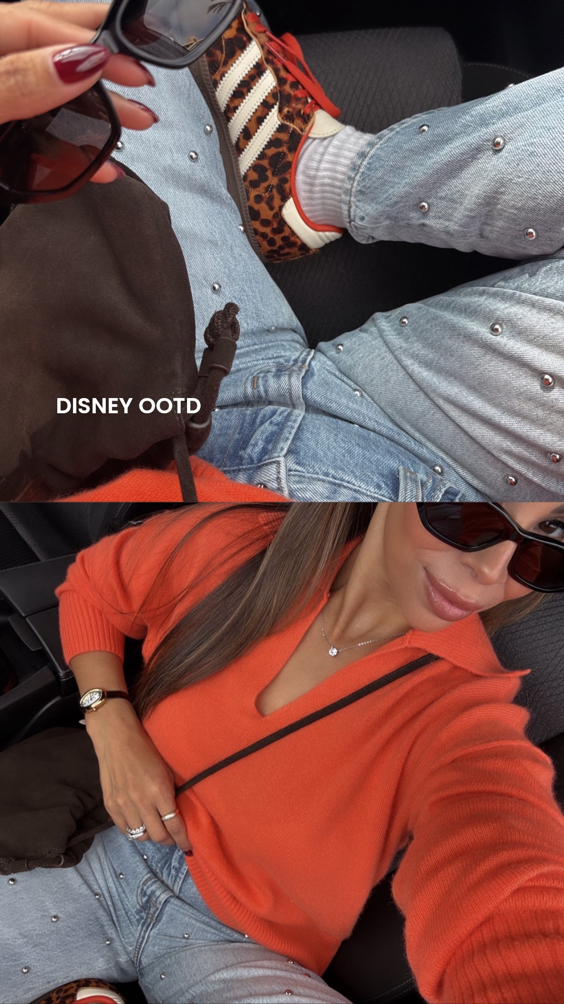 Disney outfit of the day ✨ 🐭 ♥️ 
wearing size 25 for a baggy look (for a fitted fit I could’ve done a size 23) run tts, sweater size xs, sneakers get half size smaller then your usual size. 

Disneyland outfit 
Disney 
Disneyworld 
Disney mom outfit 
Mom style 
Disney outfit 
OOTD 
Disney style #LTKStyleTip 

#LTKPetite #LTKOver40