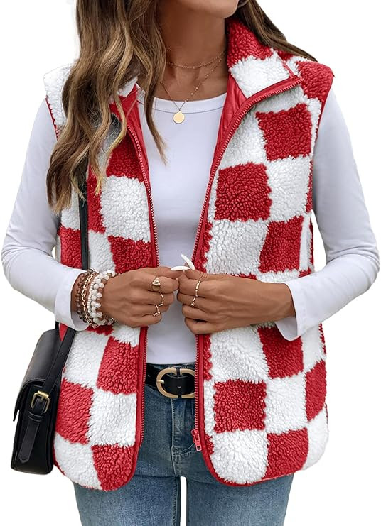 SHEWIN Womens Fleece Vest Casual Sleeveless Jacket Lightweight Outerwear Vests with Pockets Women... | Amazon (US)