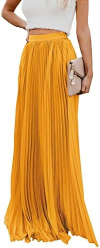 Women's High Waist Flowy Pleated Chiffon Maxi Skirt | Amazon (US)