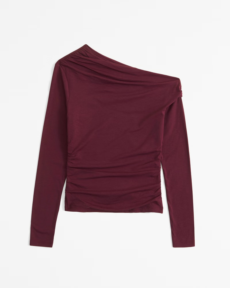 Women's Long-Sleeve Off-The-Shoulder Draped Top | Women's Party Collection | Abercrombie.com | Abercrombie & Fitch (US)