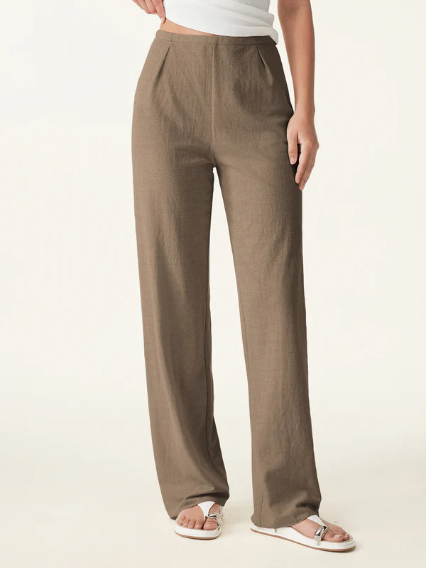 Wrinkle-resistant Cotton-linen Mid Rise Straight Leg Pant | OGLmove