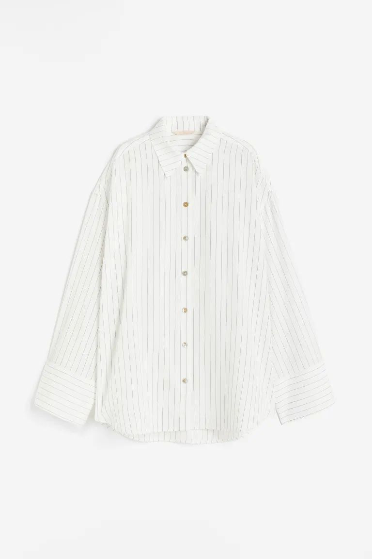 Oversized shirt - White/Striped - Ladies | H&M GB | H&M (UK, MY, IN, SG, PH, TW, HK)