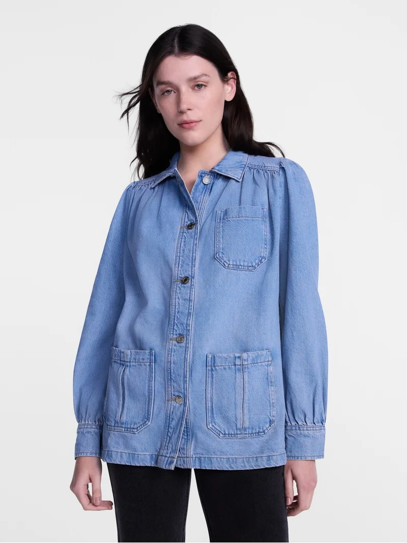 Scenario Women's and Women's Plus Chore Jacket with Long Puff Sleeves, Sizes XS-4X | Walmart (US)