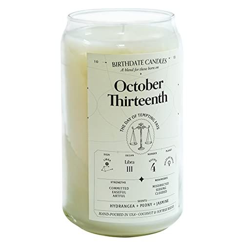 Birthdate Candles, October 13 - Libra Zodiac Scented Candles Birthday Gift - Hydrangea, Peony & J... | Amazon (US)
