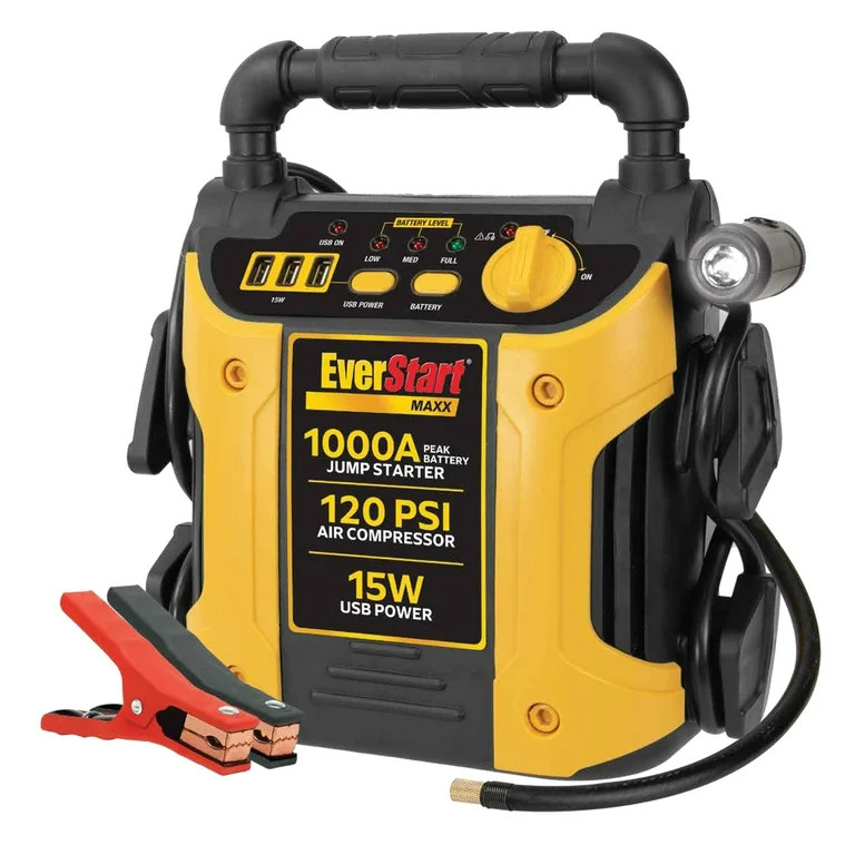 EverStart Maxx 1000 Peak Amp Jump Starter with 120 PSI Compressor, Pivoting LED Light, 3X USB Por... | Walmart (US)